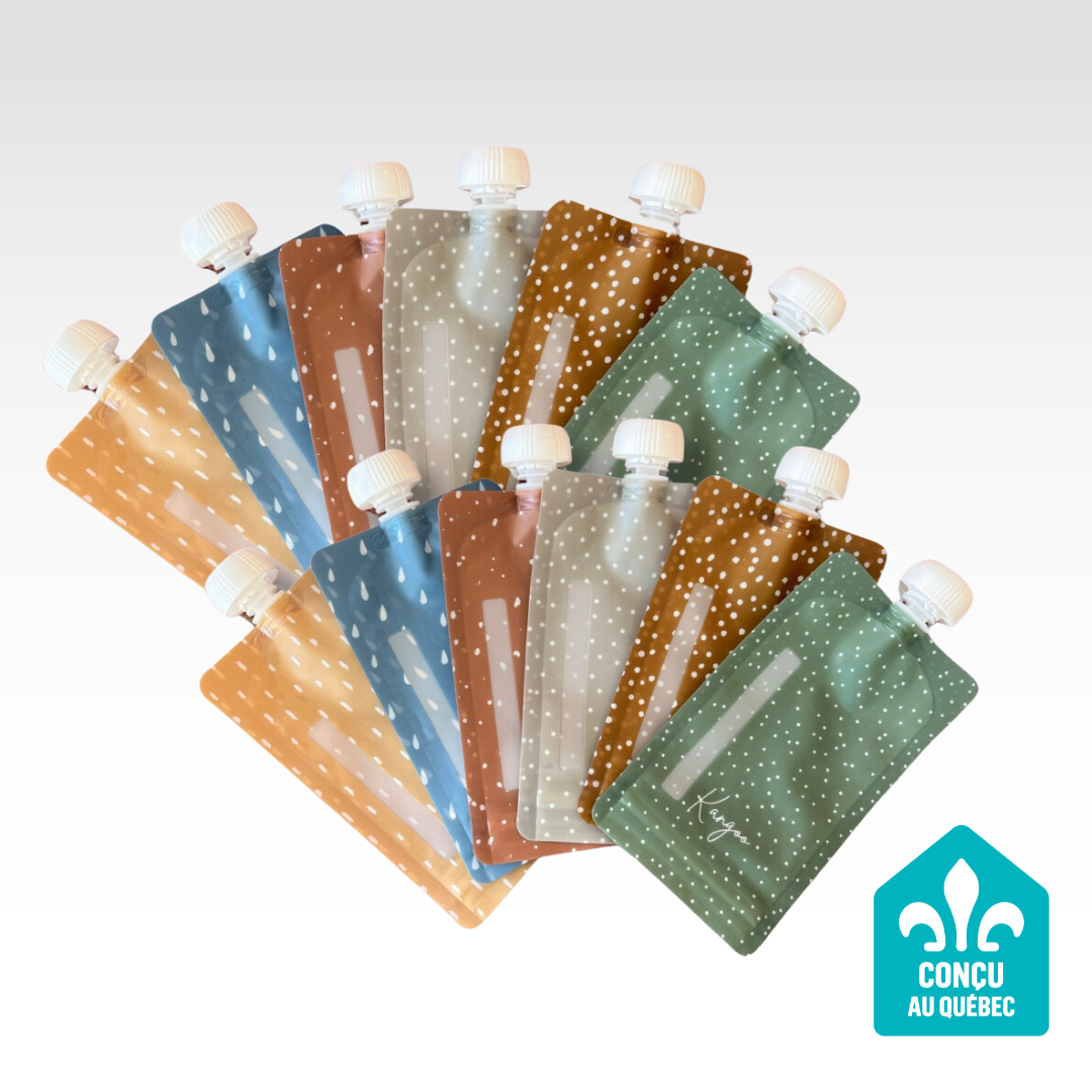 Écono pack Neutral - Ensemble de 12 pochettes alimentaires réutilisables (12x 5oz)