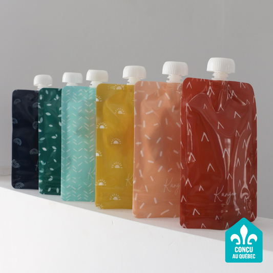 Pochette à compote réutilisable Kangoo multicolores, ensemble de 6