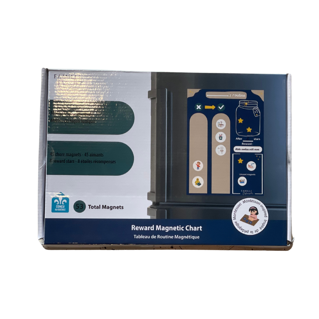 Tableau magnétique de routine pour enfants BLEU – Tableau de récompense pour le comportement – Liste de responsabilités - entraînement à la propreté