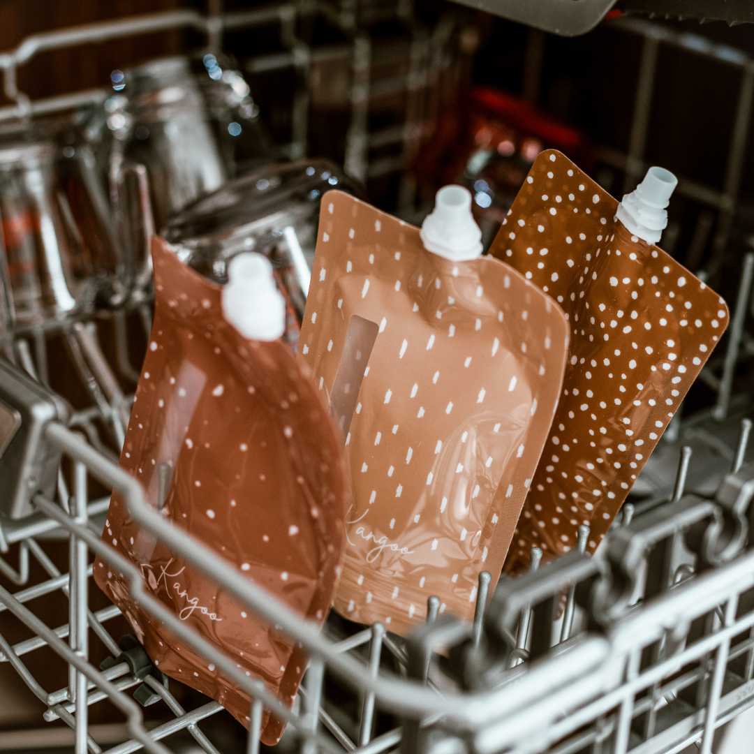 Pochette à compote réutilisable Kangoo dans le lave-vaisselle