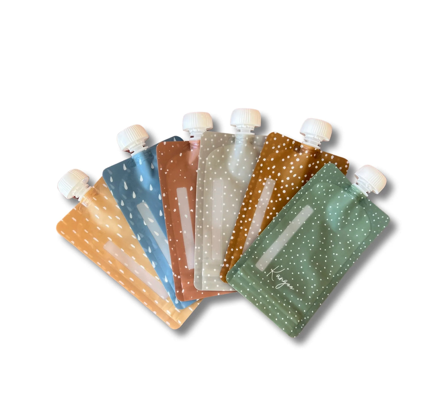 Set of 6 reusable food pouches with caps - Neutral collection
