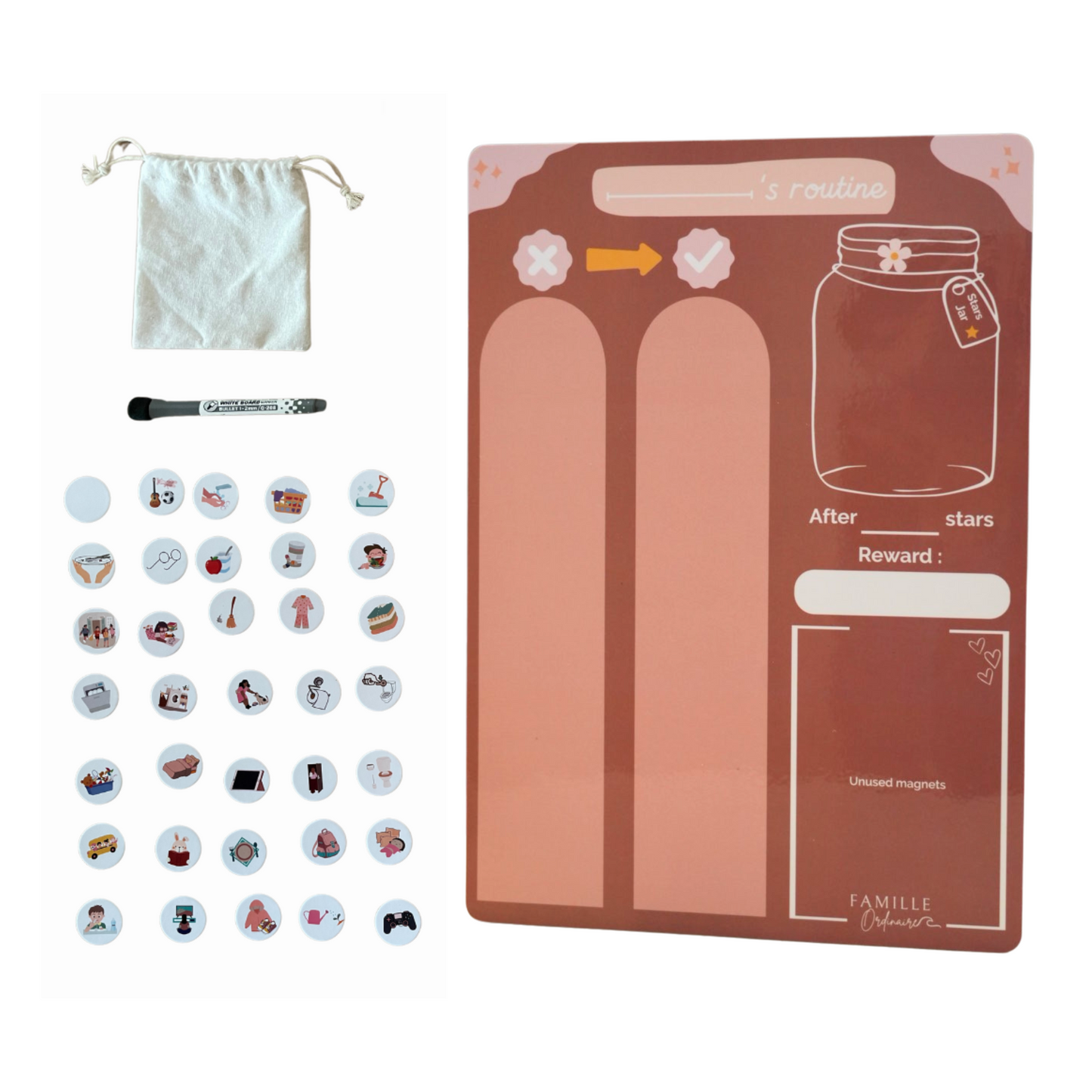 Magnetic Routine Chart for Kids - Behavior Reward Chart - Responsibility List - Potty Training