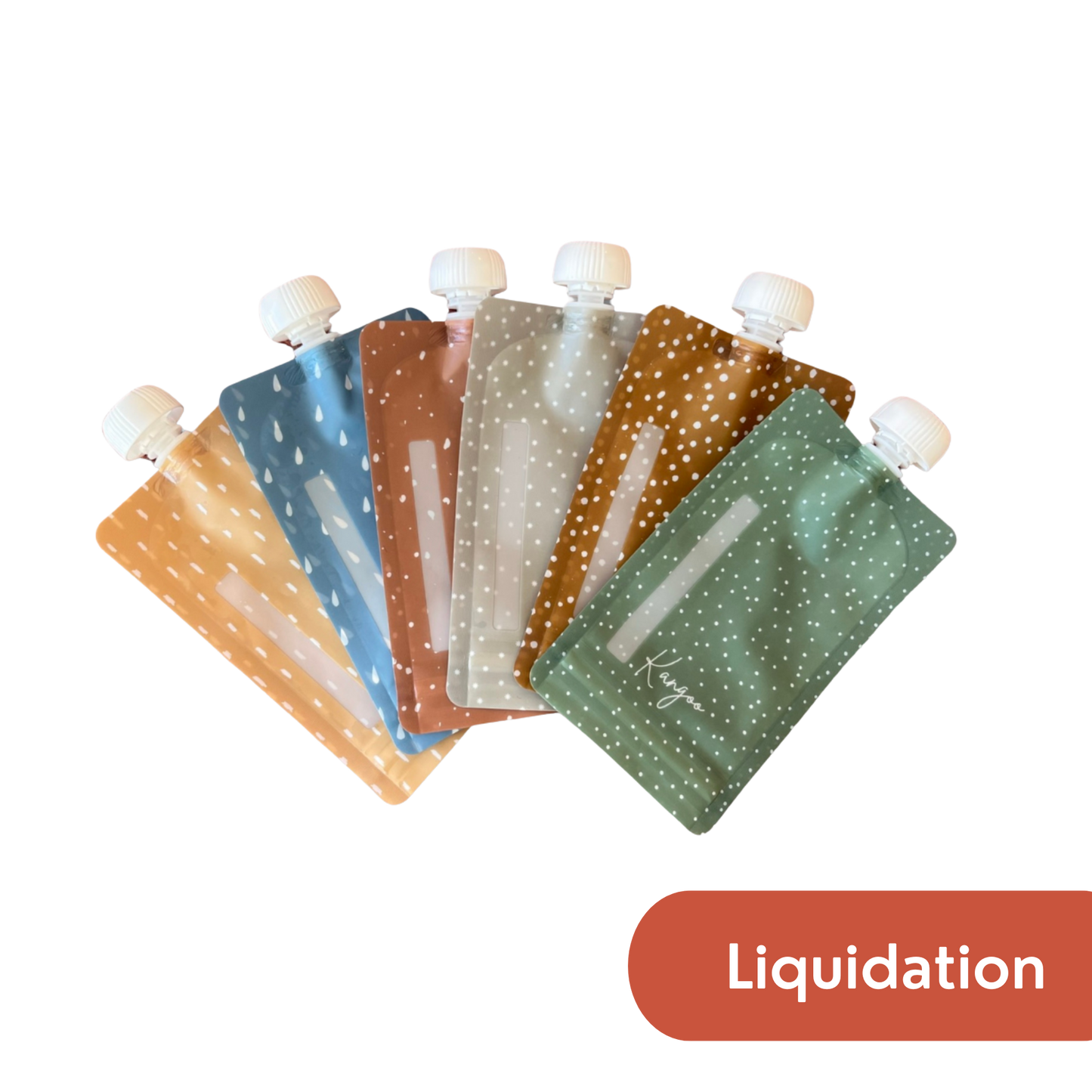 Set of 6 reusable food pouches with caps - Neutral collection