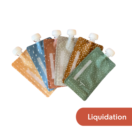 Set of 6 reusable food pouches with caps - Neutral collection
