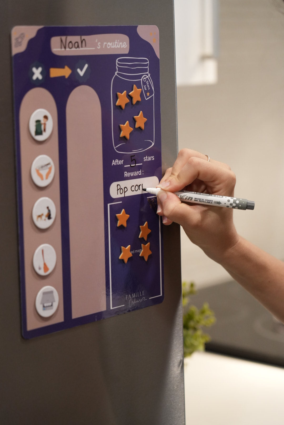 Magnetic Routine Chart for Kids - Behavior Reward Chart - Responsibility List - Potty Training - Blue