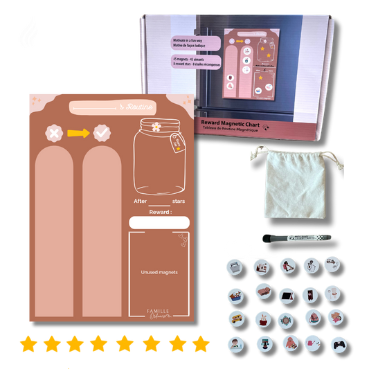 Magnetic Routine Chart for Kids PINK - Behavior Reward Chart - Responsibility List - Potty Training