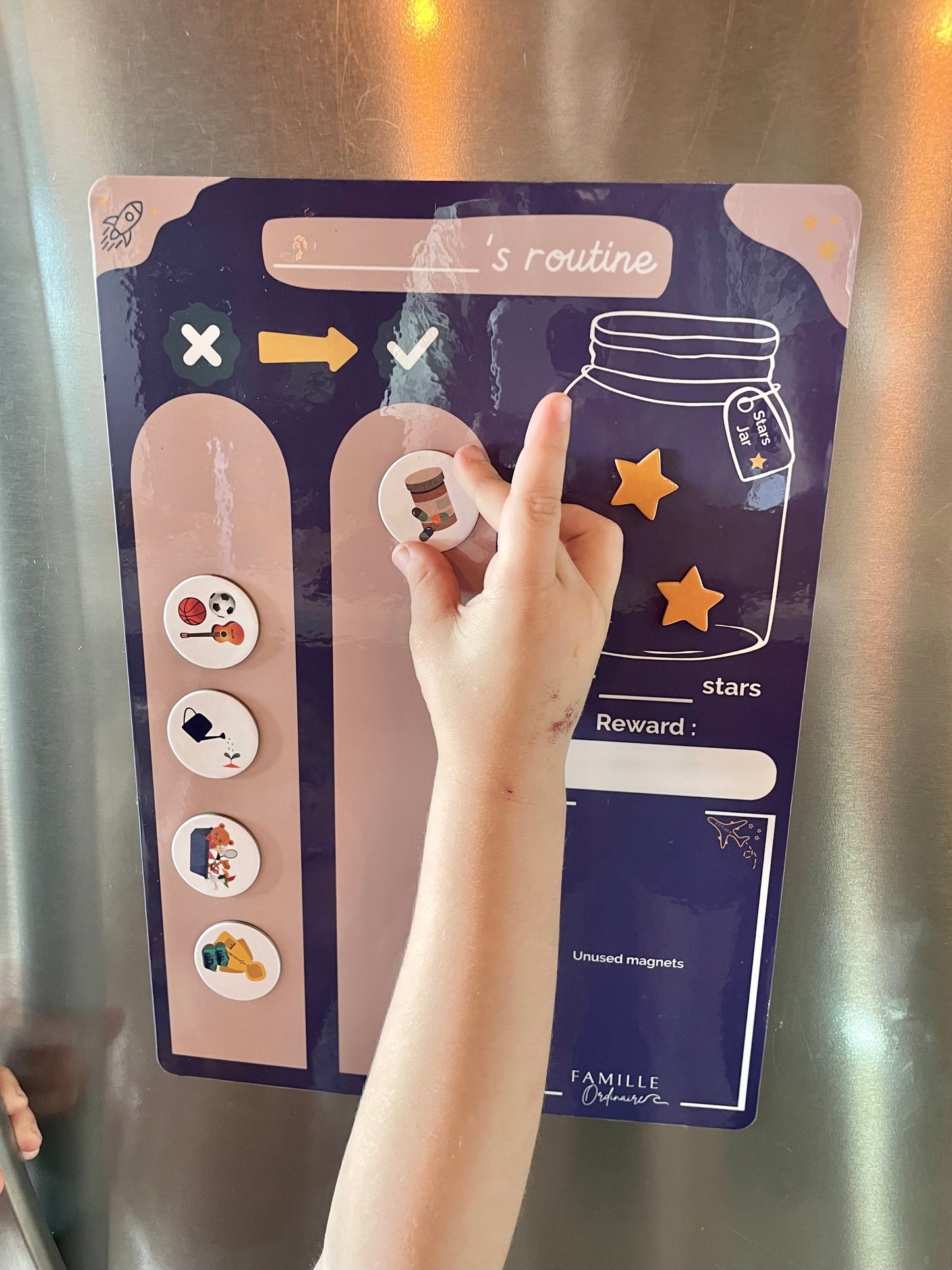 Tableau magnétique de routine pour enfants BLEU – Tableau de récompense pour le comportement – Liste de responsabilités - entraînement à la propreté