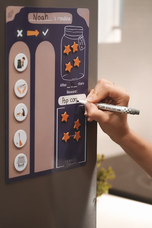 Tableau magnétique de routine pour enfants BLEU – Tableau de récompense pour le comportement – Liste de responsabilités - entraînement à la propreté